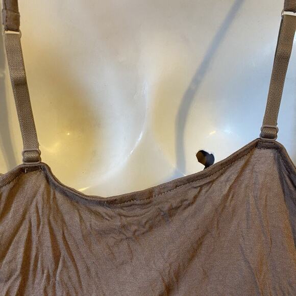 Express Y2K Rave Tank Top Womens SP Ruched Brown Party Cottage Coquette Shimmer - Picture 8 of 8